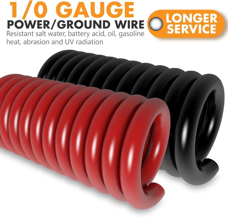 Jeemiter 1/0 Gauge CCA Wire Kit with ANL Fuse - 40ft Total (20ft Red+Black) Car Amplifier Power Ground Cable, Complete Amp Install & Big 3 Upgrade Kit - Image 3